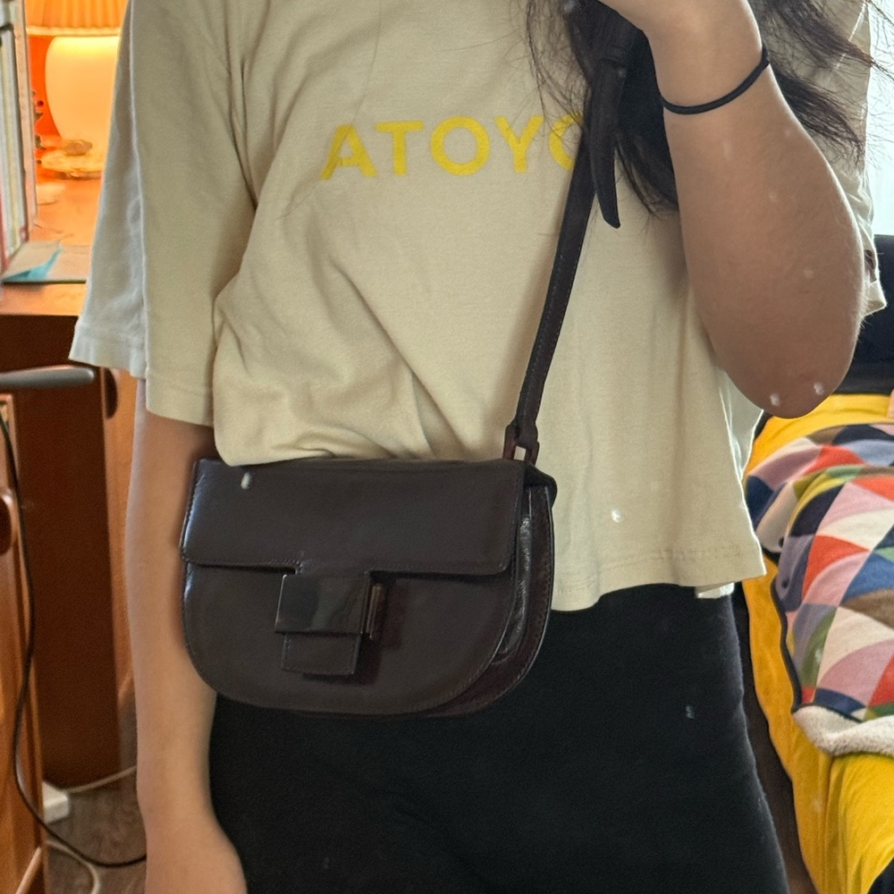 Prada Brown Crossbody Bag with Flap Closure vintage madras 1990s